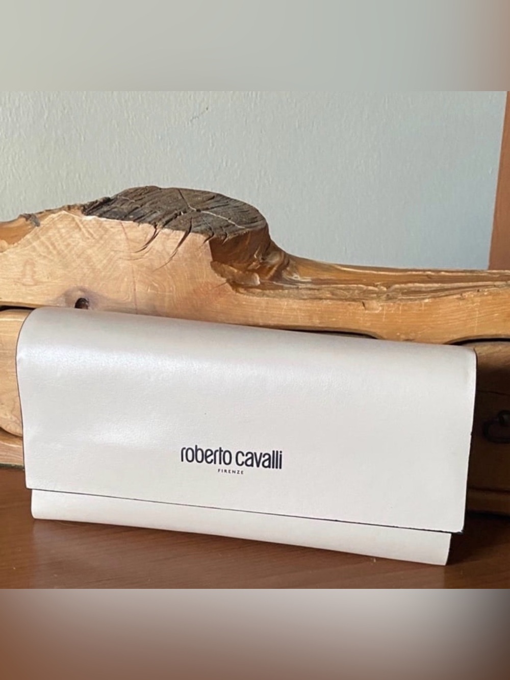Roberto Cavalli Cream Leather Sunglasses Case Only